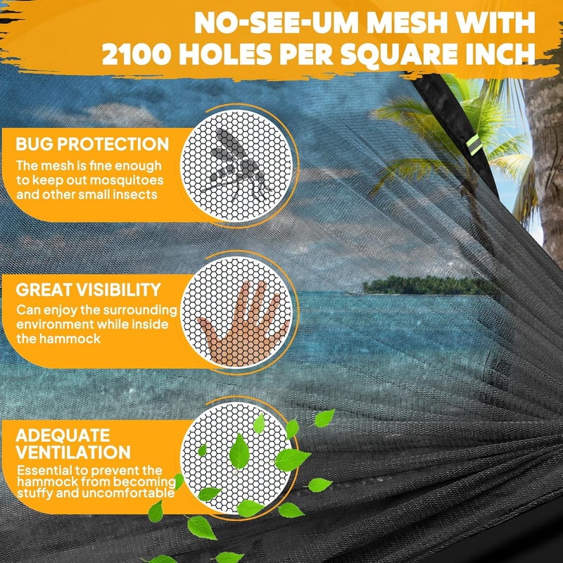 Chihee Ultra-Light Travel Camping Hammock Pop-up Net Hammock 660lbs Load Capacity,Breathable,Quick-Drying Parachute Nylon 2 Premium Carabiners,2 Tree Slings Included for Outdoor Backpacking Hiking - Image 5